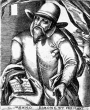 Menno Simons - wood engraving by Christoffel van Sichem 1610
